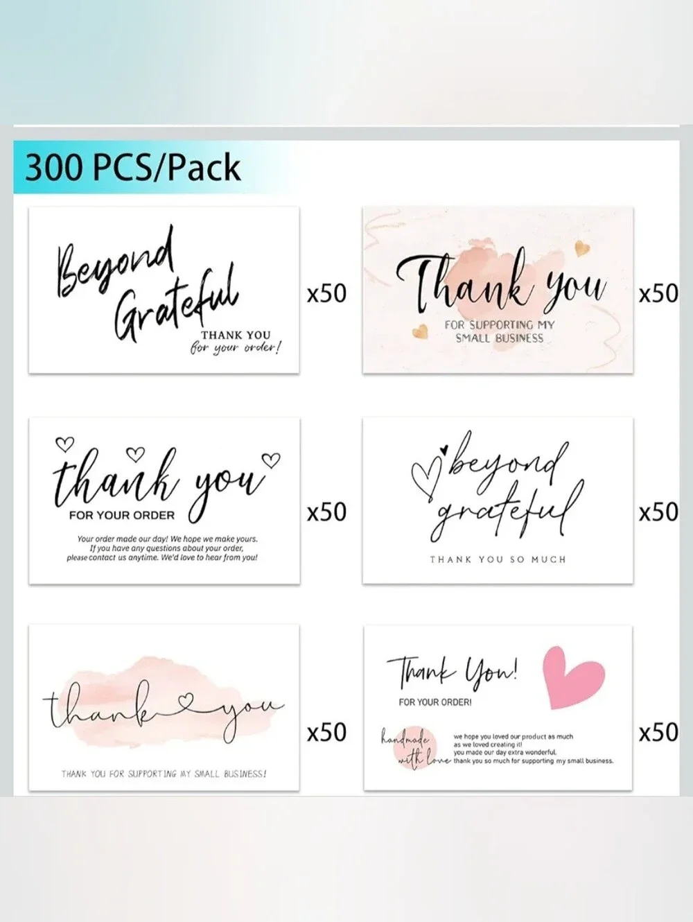 300 COUNT - Thank You Note Cards - for your Poshmark Business